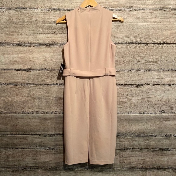 Express Belted Mock Neck Sheath Dress Truffle Pink - Picture 6 of 11